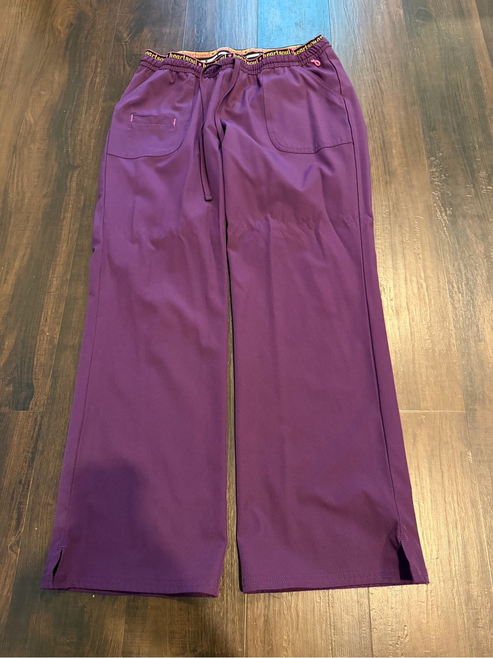 HeartSoul Scrub Pants Women’s Medium Petite Purple Drawstring Stretch